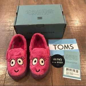 NEW TOMS Kids' Glow in the Dark Luca Slip-Ons (Hot Pink 6)